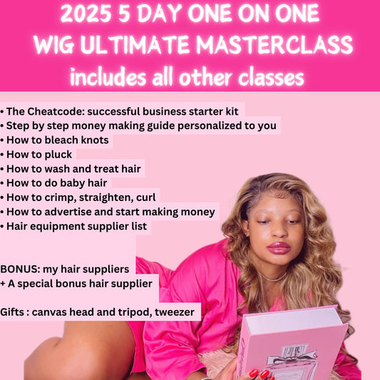 ALL IN ONE LIVE WIG MASTERCLASS: book a person 5 day one on one class